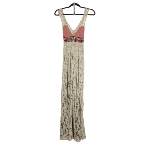 free people beaded maxi dress Y2K Beaded Crochet Maxi Dress Selected By Afterlife Boutique